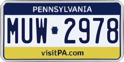 PA license plate MUW2978