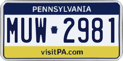 PA license plate MUW2981
