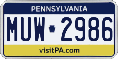 PA license plate MUW2986
