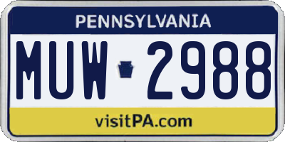 PA license plate MUW2988