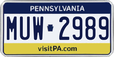 PA license plate MUW2989