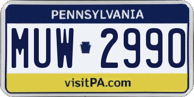 PA license plate MUW2990