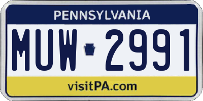 PA license plate MUW2991