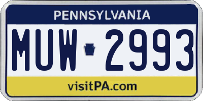 PA license plate MUW2993