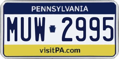 PA license plate MUW2995