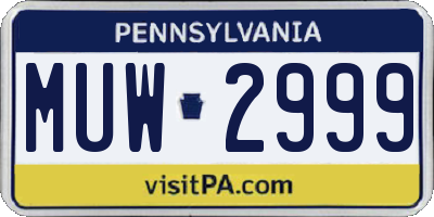 PA license plate MUW2999