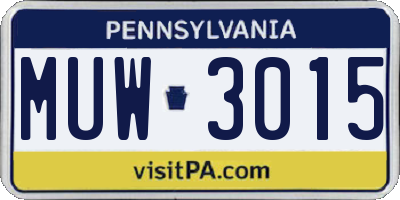 PA license plate MUW3015