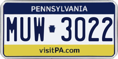 PA license plate MUW3022