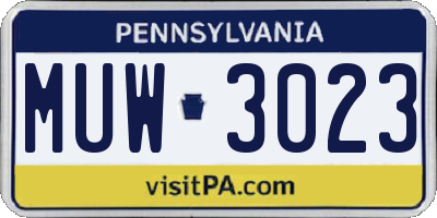 PA license plate MUW3023
