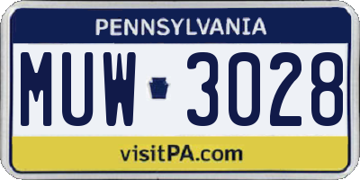PA license plate MUW3028