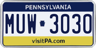 PA license plate MUW3030