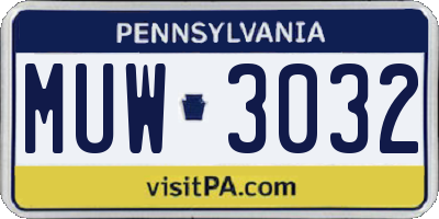 PA license plate MUW3032