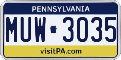 PA license plate MUW3035