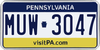 PA license plate MUW3047