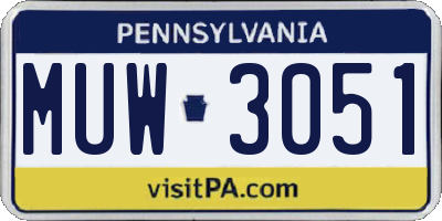 PA license plate MUW3051