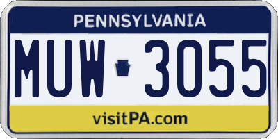 PA license plate MUW3055
