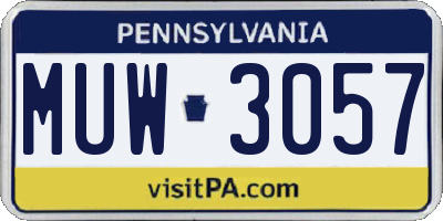 PA license plate MUW3057