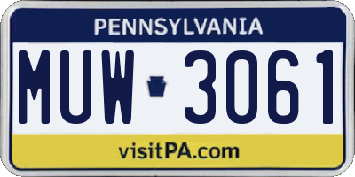 PA license plate MUW3061