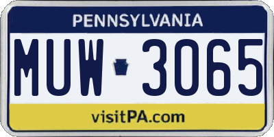 PA license plate MUW3065