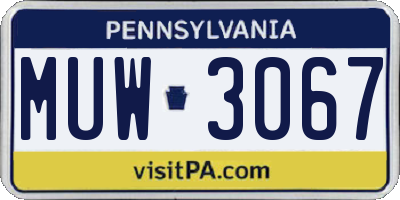 PA license plate MUW3067