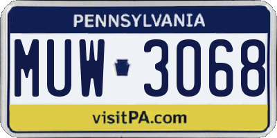 PA license plate MUW3068