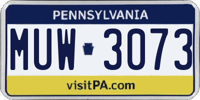 PA license plate MUW3073