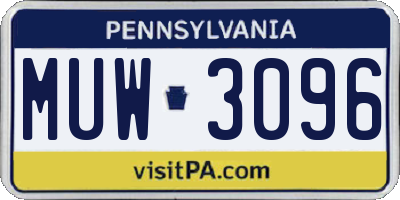 PA license plate MUW3096