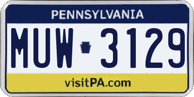 PA license plate MUW3129