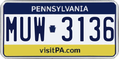 PA license plate MUW3136