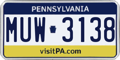 PA license plate MUW3138
