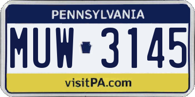 PA license plate MUW3145