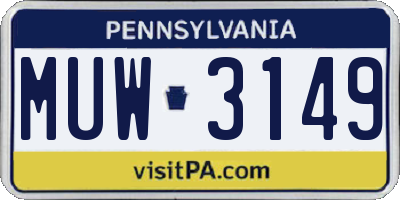 PA license plate MUW3149