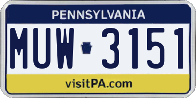 PA license plate MUW3151