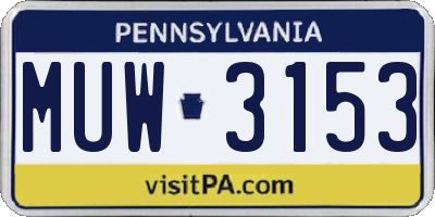 PA license plate MUW3153