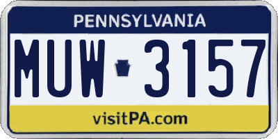 PA license plate MUW3157