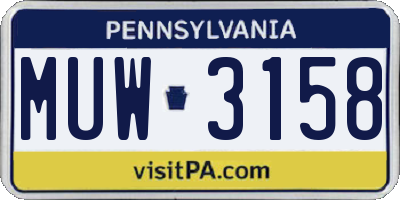 PA license plate MUW3158
