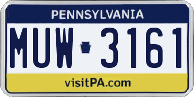 PA license plate MUW3161