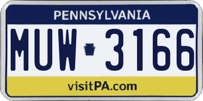 PA license plate MUW3166