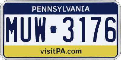 PA license plate MUW3176