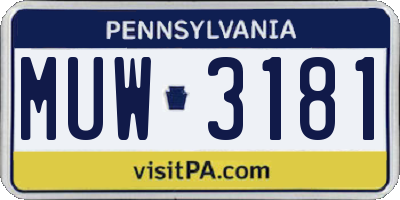 PA license plate MUW3181