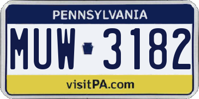 PA license plate MUW3182