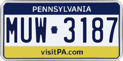 PA license plate MUW3187