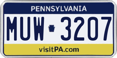 PA license plate MUW3207