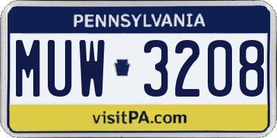 PA license plate MUW3208