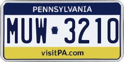 PA license plate MUW3210
