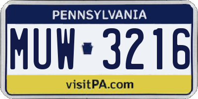 PA license plate MUW3216