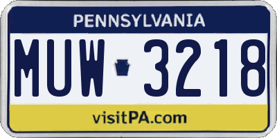 PA license plate MUW3218