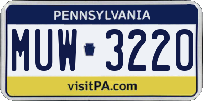 PA license plate MUW3220