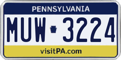 PA license plate MUW3224