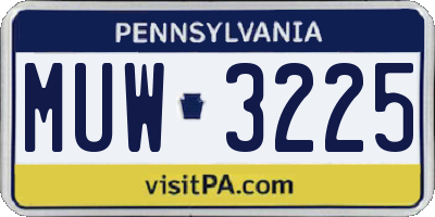 PA license plate MUW3225